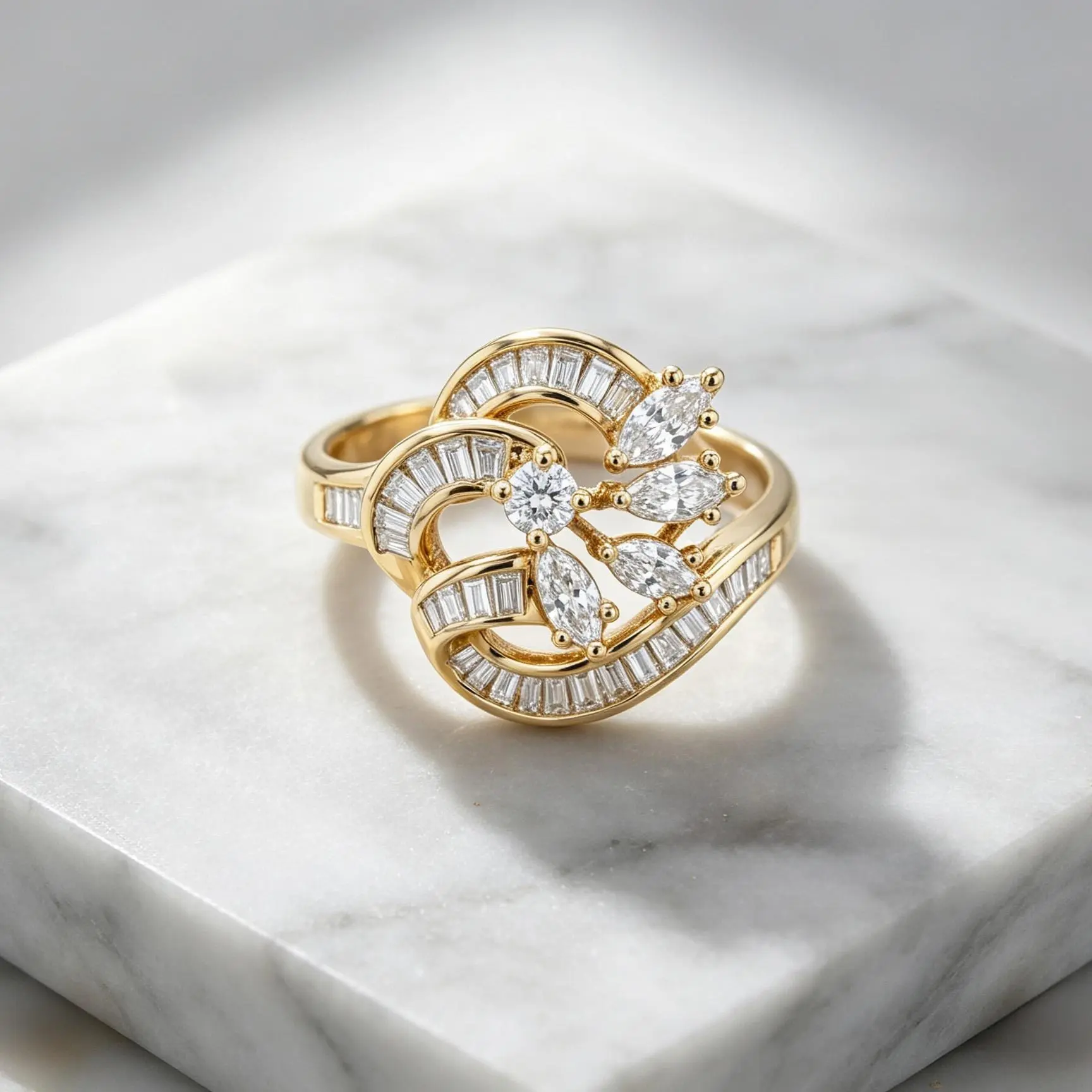 Women's Vintage Decorative Declaration Ring - Rectangular Cut Synthetic Zircon Cocktail Ring, Luxury Party Jewelry Gift for Her