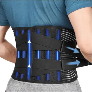 Back Braces for Lower Back Pain Relief with 6 Stays, Breathable Back Support Belt for Men/Women for work , Anti-skid lumbar support belt with 16-hole Mesh for sciatica Black.
