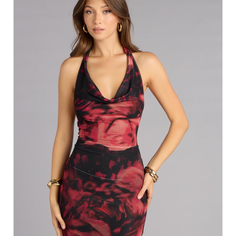 Fable Rose Floral Mermaid Formal Dress