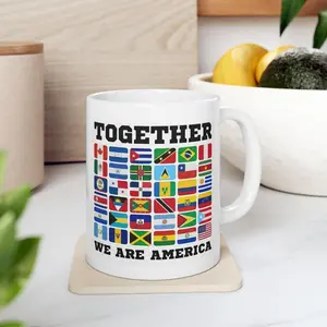 Together We Are America Mug 11oz 15oz, Pan American Flags Accent Mug, Latin Pride, Half Time Show Football Mug