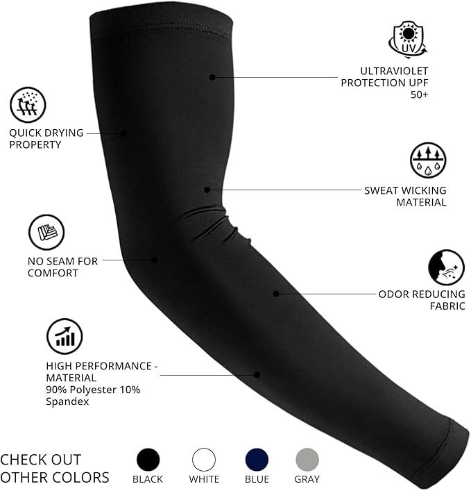 Sun Protection Cooling Arm Sleeves Compression - UPF 50+ Tattoo Cover Up - Breathable Fabric for Men Women Youth - Full Tattoo Coverage