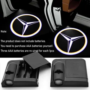 1/2/4Pcs Car Logo Door Light Welcome Lamp Wireless LED Projector Shadow Lights Lamp Auto Accessories For Mercedes Benz AMG W204 W205 W203 W206 W211 W212 W213 W201 W210 W220 W221 W222 W223 W251 A/B/C/E/S Class GLC GLK CLA