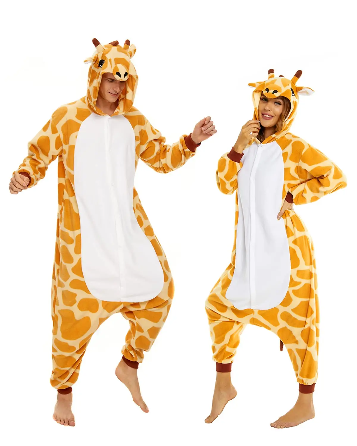 CANASOUR Unisex Adult Halloween Costumes Animal Anime Cosplay One-Piece Pajamas Christmas Onesie (US Alpha Small Regular Regular Giraffe Orange)