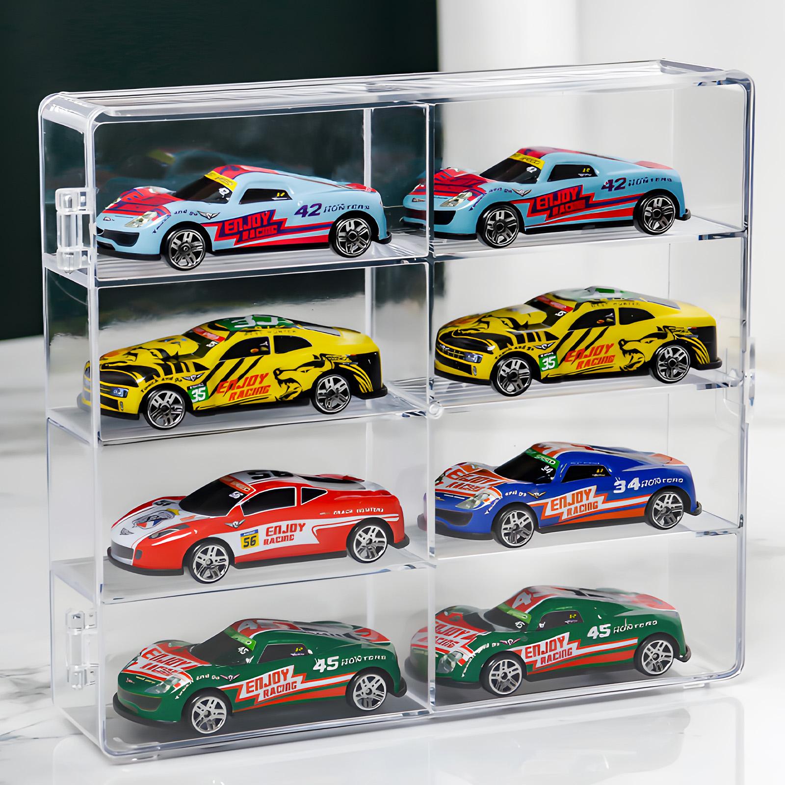 Acrylic Display Case for Diecast Cars，Dustproof Stackable Box with Hinged Door, Toy Car Storage Organizer for Hot Wheels Matchbox