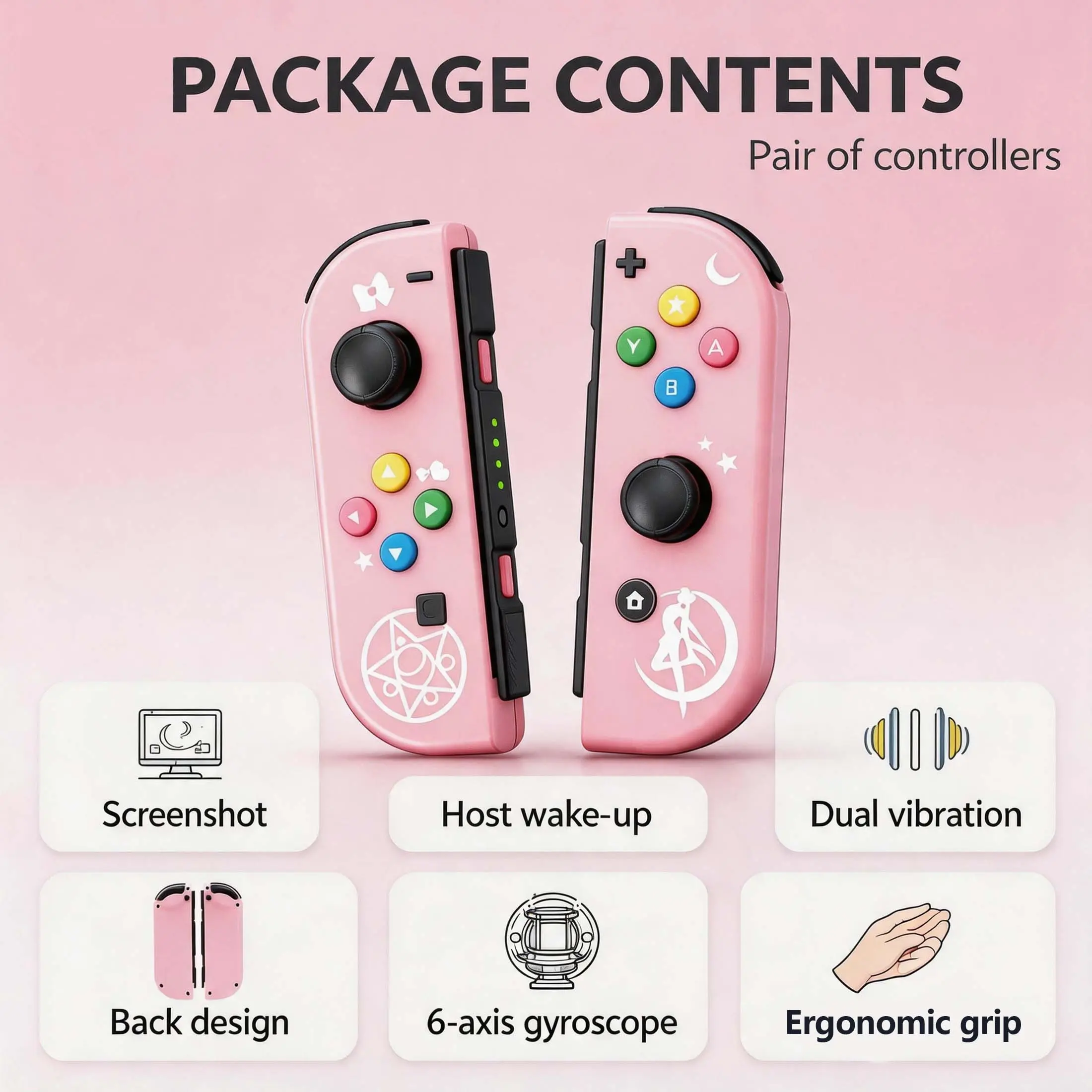 SYJUPY Latest Version Wireless Pro Controller for Switch - High-Capacity Battery Accessory, Compatible with Switch/OLED/Lite, Built-in Power Cell, Wake-Up Button, 6-Axis Gyro Joystick, Screenshot Function, 18-20 Hrs Playtime