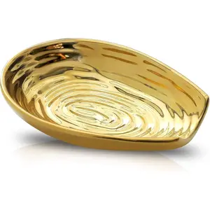 Spoon Rest for Stove Top, Ceramic Gold Spoon Holder for Stove Top and Kitchen Counter, Large Stable Heat-resistant Utensil Rest for Cooking, Spatula Ladles Tongs, Home Kitchen Decor