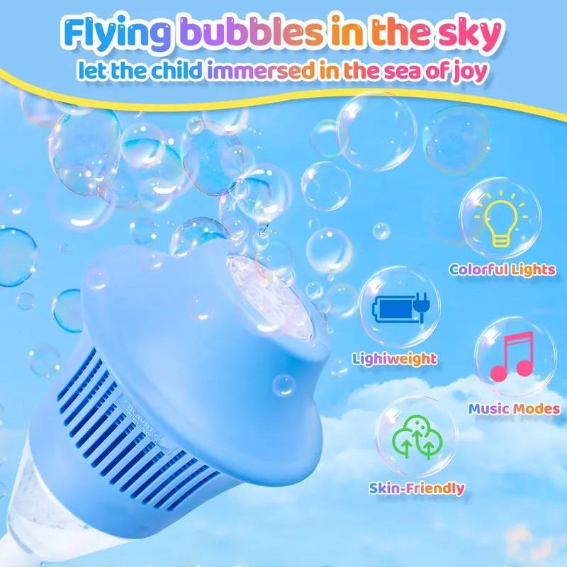 Automatic Handheld Bubble Machine for Kids, Bubble Maker Spring Summer Toys with Lights, Outdoor Rechargeable Blower Best Easter Gift for Children