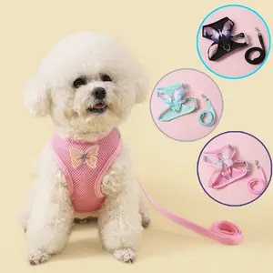 Summer-Ready Pet Harness Set: Breathable Mesh for Dogs & Cats|Adorable Butterfly Charm Design|No-Pull Vest for Walking, Hiking & Park Adventures (Sizing for Teacup to Small Pets!)