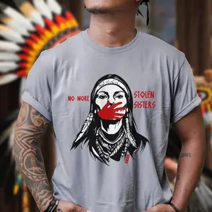 Support MMIW Awareness: Native American T-Shirt - Comfortable Unisex Crewneck, Soft Cotton, Ribbed Hem Casual Fabric