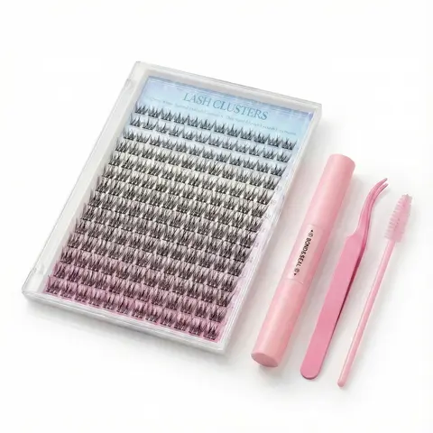 D-Curl Eyelash Extension Kit for Beginners, 168Pcs 9-12mm Wispy Fluffy Lash Clusters Salon Kit, Waterproof Sweatproof Variety Pack False Eyelashes & Adhesives with Bond, Seal, Applicator, Tweezers, Brush for At-Home DIY Use