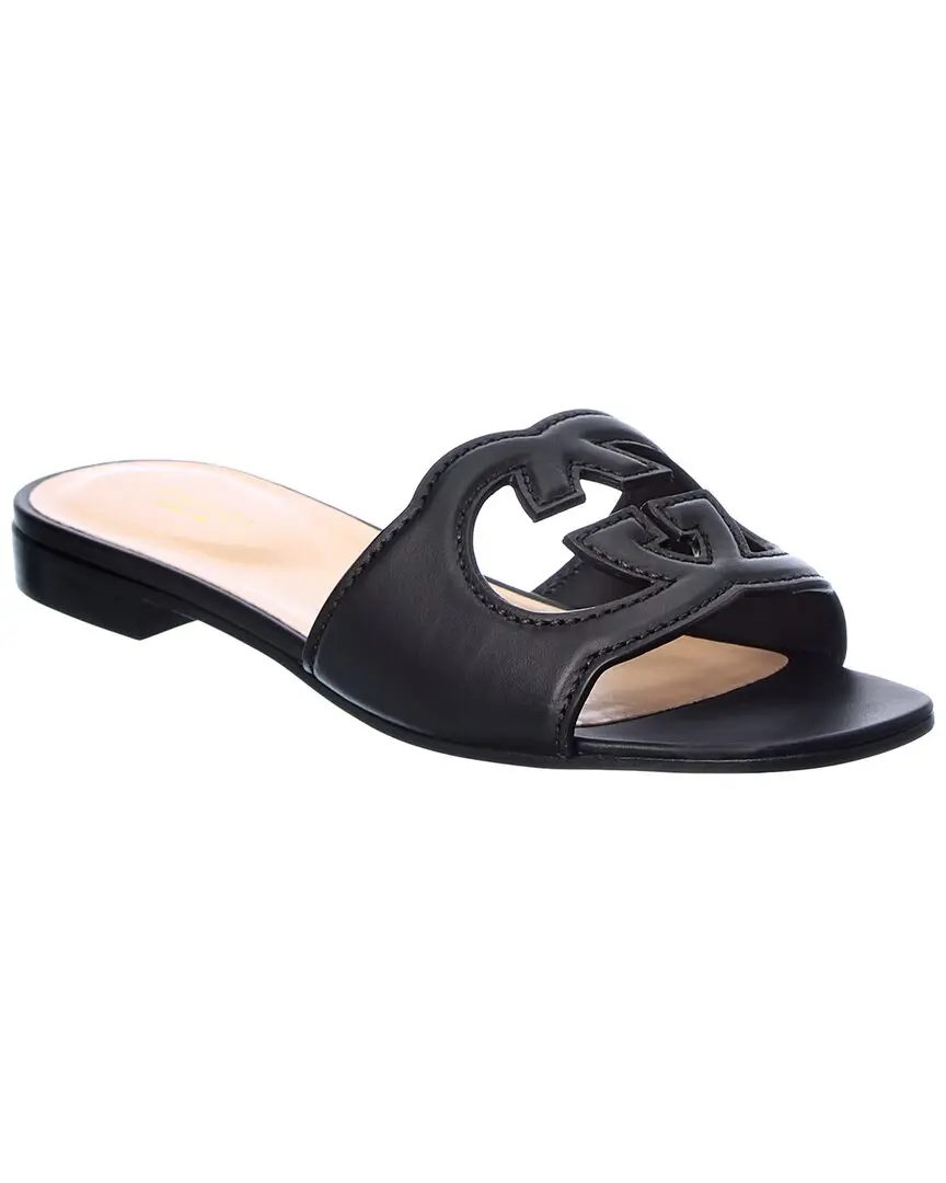 Gucci Interlocking G Cutout Leather Sandal