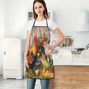 chicken print apron kitchen apron adjustable apron rooster hen apron cooking apron polyester apron home kitchen apron durable apron housework apron garden apron