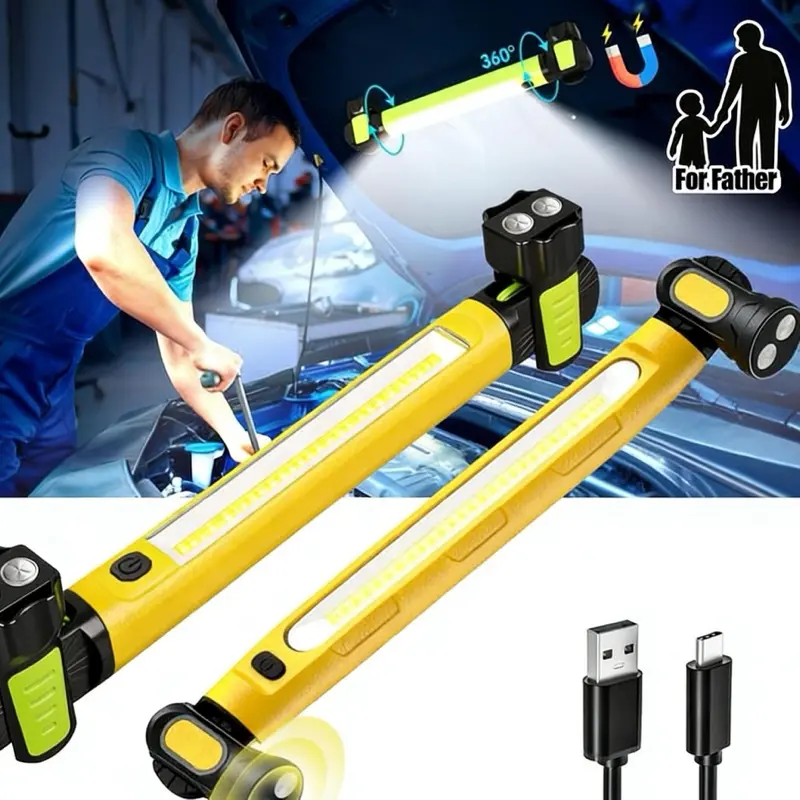 Under Hood Work Light Bar, 3000LM LED Magnetic Light Bar with Hooks, 5200mAh Cordless Rechargeable Hood Light for Mechanic/Car Repairing/Garage Under Hood Mechanic Light for Mechanic/Car Repairing/Garage