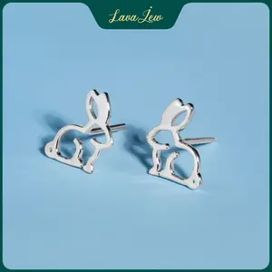 LavaJewelry Cute Rabbit Earrings, Pet Earrings, Silver Jewelry, 925 Silver Earrings for Women, Girls