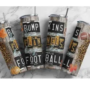 20 oz Pumpkin Flannels Football tumbler with straw Drinkware