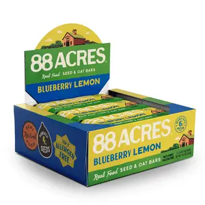 Blueberry Lemon Seed + Oat Bars – 9 Soft-Baked Chewy Bars with Blueberries & Zesty Lemon, Allergen-Free, Plant-Based, Healthy Snack