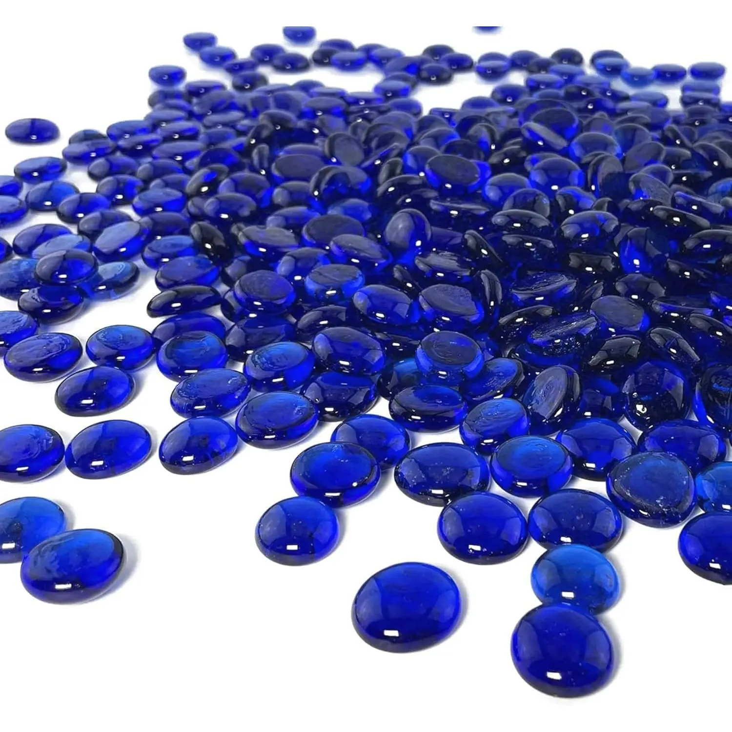 1LB Modern Inert Glass Marbles - 0.7 to 0.8 Inch Chip-Resistant Blue Flat Glass Pieces, Vase Fillers, Mosaic Tiles, Crafting Supplies, 100 Count for Home Decor Centerpieces & Crafting Ideas