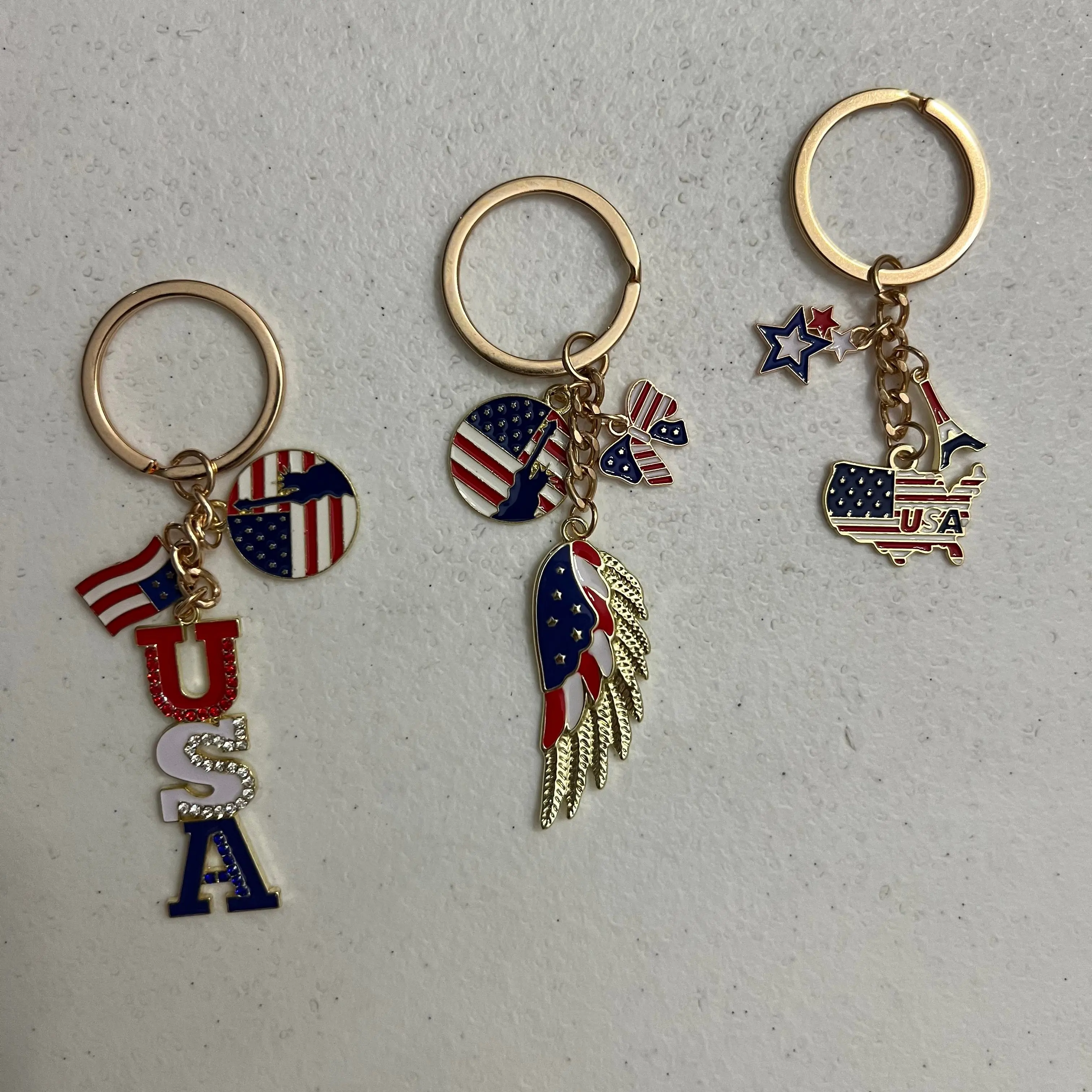 JULY 4TH KEYCHAIN Patriotic USA Flag Independence Day Keyring 250th Charm