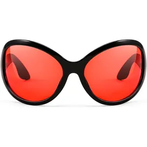 FEISEDY Oversized Trendy Sunglasses Classic Oval Wrap Around Stylish Big Frame Shade Women Glasses B2391