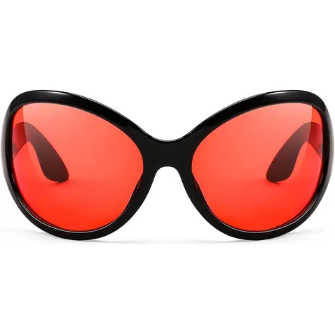 FEISEDY Women's Oversized Classic Oval Wrap-Around Street Style Sunglasses - Big Frame Stylish Shades, Retro Chic, UV Protection, Eye Fashion, Accessories for Women, Stylish Accessories, Daily Shades Look B2391