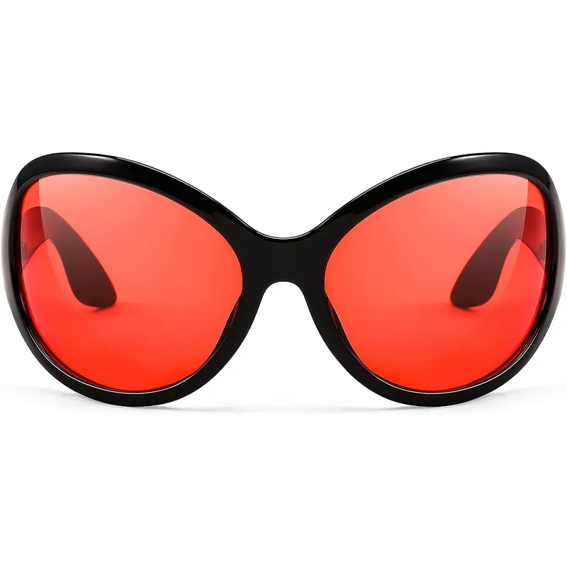 FEISEDY Women's Oversized Classic Oval Wrap-Around Street Style Sunglasses - Big Frame Stylish Shades, Retro Chic, UV Protection, Eye Fashion, Accessories for Women, Stylish Accessories, Daily Shades Look B2391