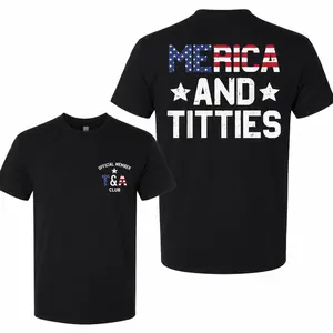 4th of july shirt, Men’s 4th of July Shirts, Merica Graphic T-Shirt, Funny Patriotic Short Sleeve Tee, Front and Back Print Casual Shirt, Black White