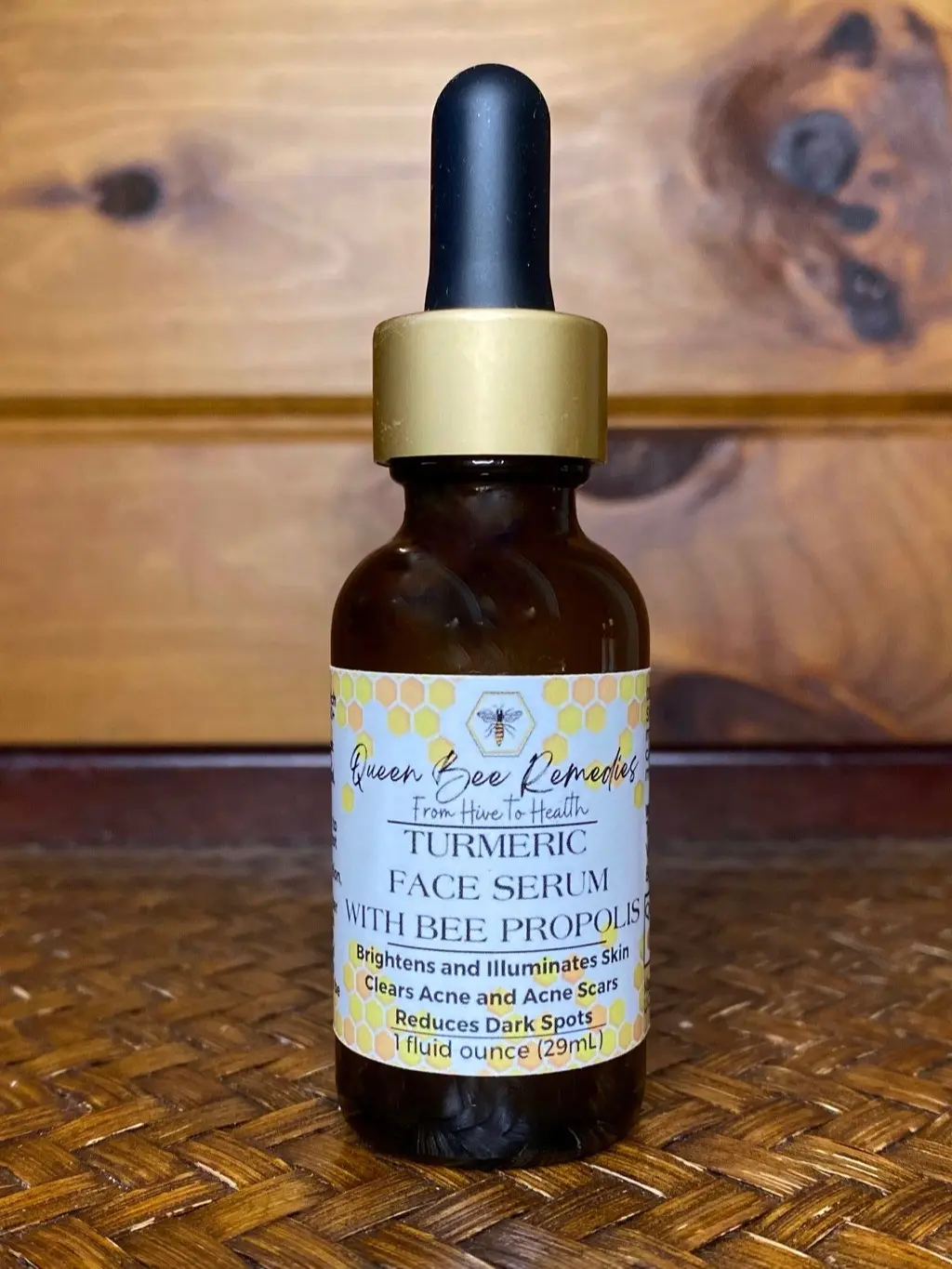 Queen Bee Remedies LLC Turmeric Face Serum with Propolis for acne and aging, improve skin health