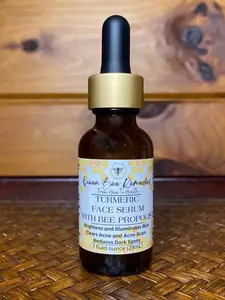 Queen Bee Remedies LLC Turmeric Face Serum with Propolis for acne and aging, improve skin health