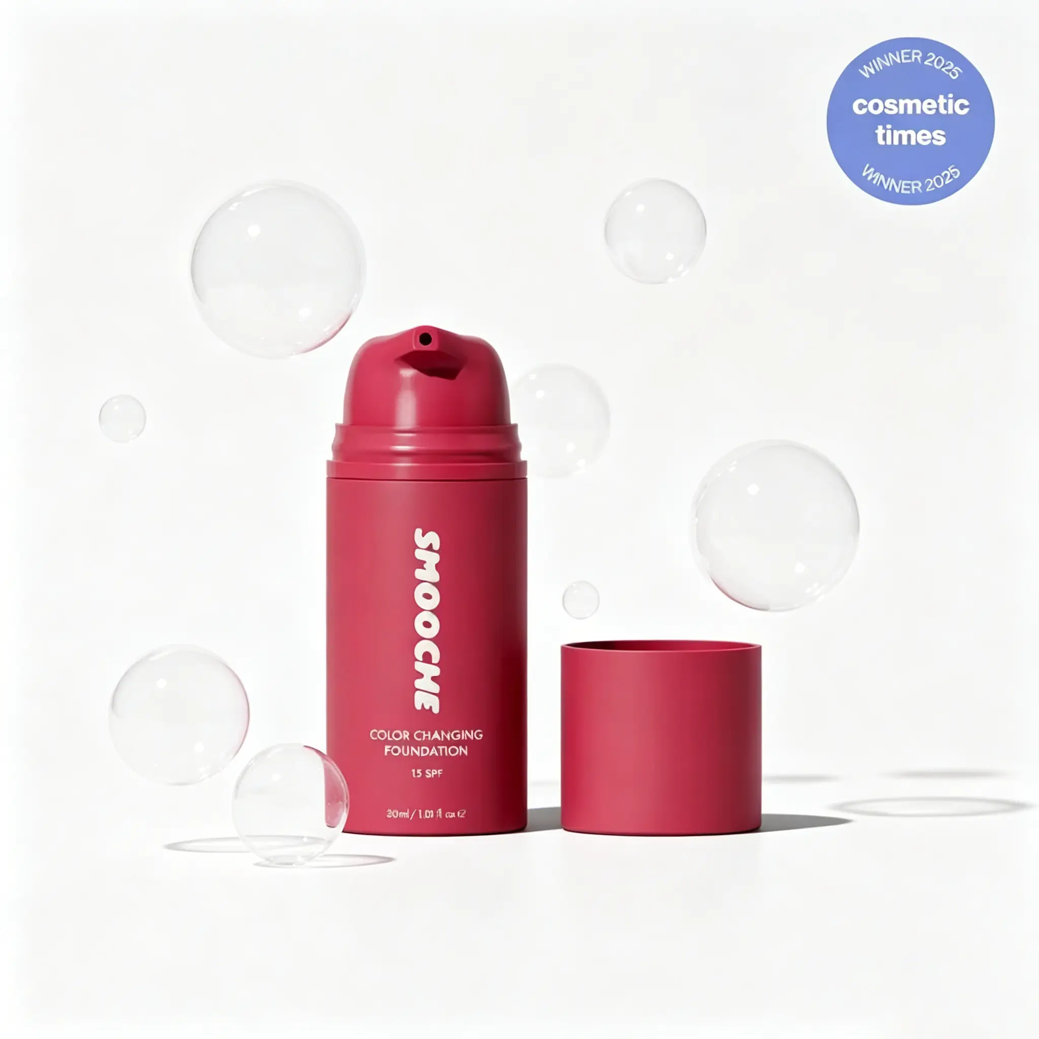 Smooche Auto Tone Adjust Liquid Foundation, SPF15 Daily Sun Protection, All-Day Flawless Wear, Vegan Cruelty-Free Clean Base Makeup