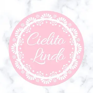 Pink Cielito Lindo Girl Baby Shower Stickers Party Favor Labels Mexican Talavera Theme Papel Picado Matte or Glossy Finish