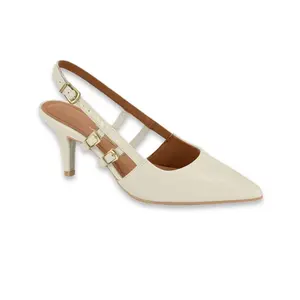 Vizzano Women's Slingback Heels with Gold Chain - Pointed Toe Pumps | Elegant Party, Office & Casual Style in Bold Glossy Red Patent Leather