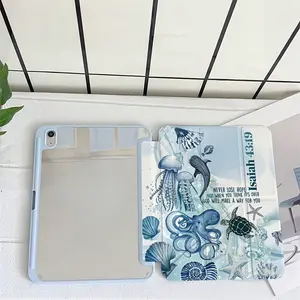 Blue Sea Life pattern solid color Y fold tablet case, compatible with Apple iPad 9.7/10. 2/10.5/10.9/12/Pro/Mini, 5/6/7/8/9/10/11th generation, Air 11 inch model, ideal birthday gift for parents, significant others or anyone.