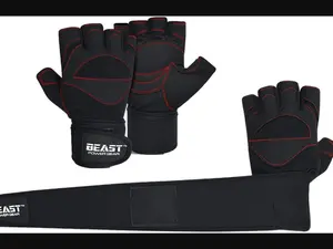 Beastpowergear Workout Gloves Pair Foam Padded Double Amara Palm Washable Half Finger Weight Lifting Extra Wrist Support for Men Women