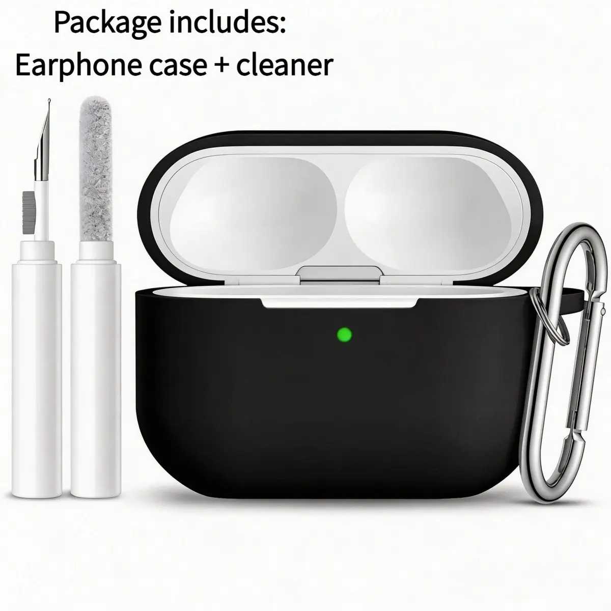 [2 in 1] Silicone Headphone Earbuds Audio Case Cover with Cleaning Brush Kit for AirPods Pro 3 Earphones, Supports Wireless Charging, Protective Skin with Carabiner Durable Shockproof Protection