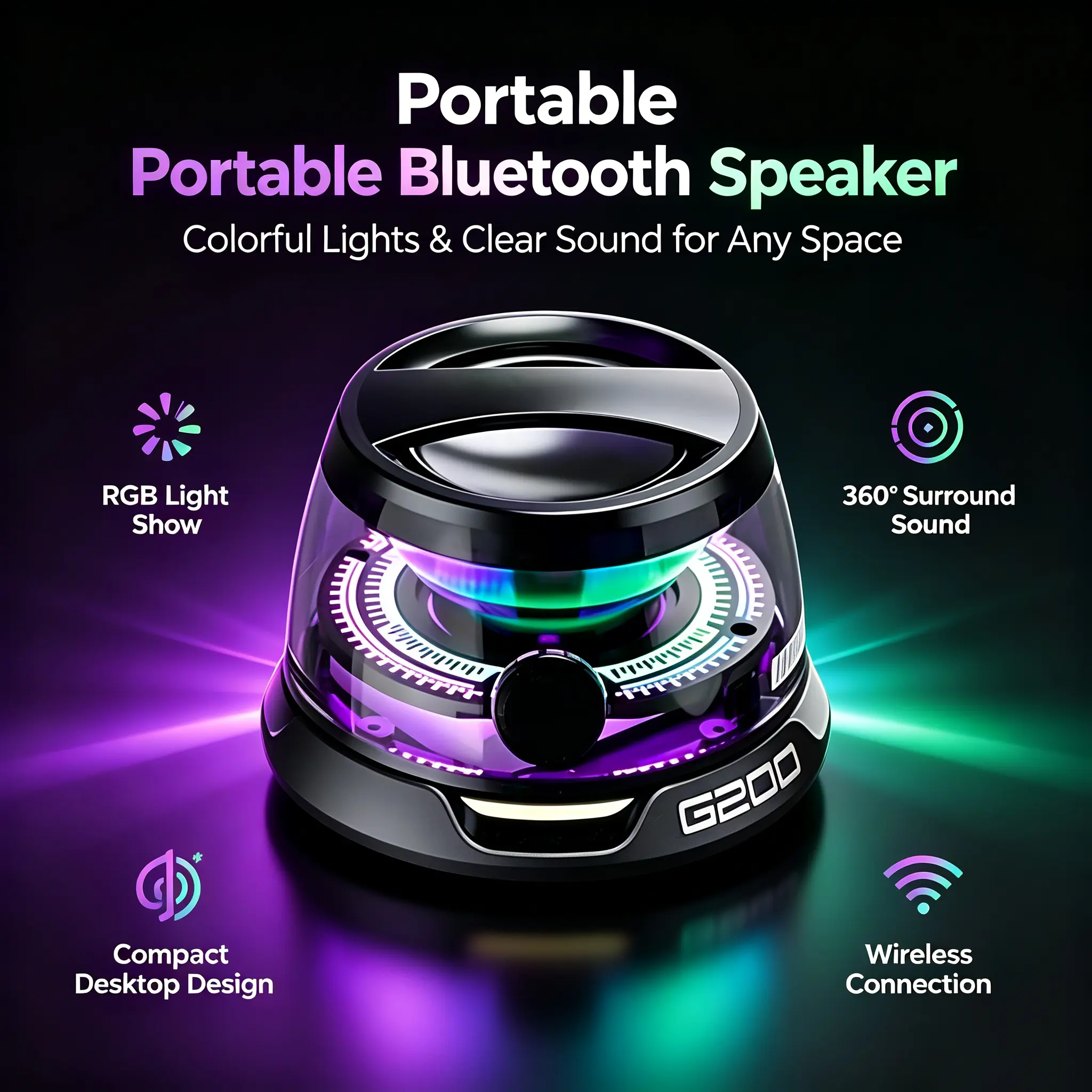Magnetic Bluetooth Speaker, Portable Mini Wireless Speaker, Premium Sound Quality, TWS Stereo Sync, 7H Playtime, Ideal for Travelling, Camping