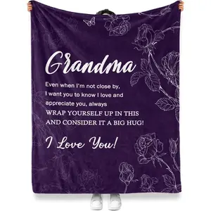 Grandma Blanket - 60"x50" Soft Flannel Throw, Perfect Birthday for Grandma, Great Grandma Blanket from Grandkids, Cozy Grandma Gifts Blanket for Grandmother's Bed or Sofa, Printed on One Side with a Plain White Back, Halloween Thanksgiving Christmas Gift