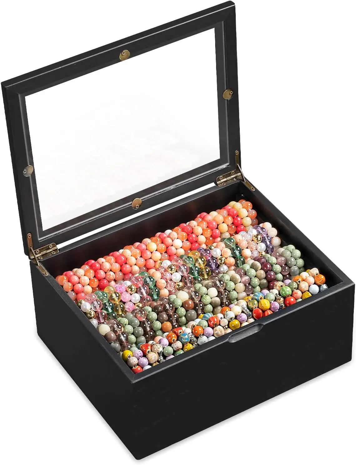 Bracelet Storage Box Holds Up to 150 Bangles, Bracelet Organizer with Clear Lid & Rods, Jewelry Display Case for Multiple Sizes, Dust-Proof Design(Black)