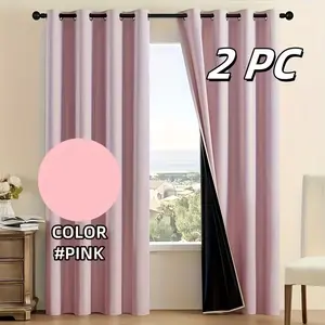 2 Piece Multicolor Full Light Blocking Thin Curtains, 100% Shade, Easy Install, Suitable for Guest Room, Sleep Protection, Minimalist Decor