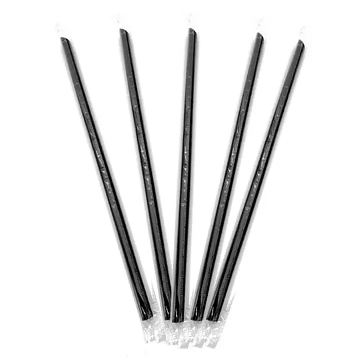 CCF Individually Wrapped PP Plastic Drink Straws - Black L9" 8MM Diameter - 2500 Pieces/Case