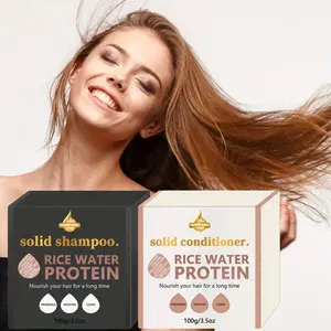 2-piece set without Babin rice bar shampoo and conditioner | Rice water solid shampoo and conditioner bar-perfect gift for Valentine's Day.