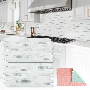 20 Sheets Peel and Stick Backsplash for Kitchen, White Marble with Metal  Look Stick on Tile Upgrade Your Kitchen Backsplash, RV, Fireplace