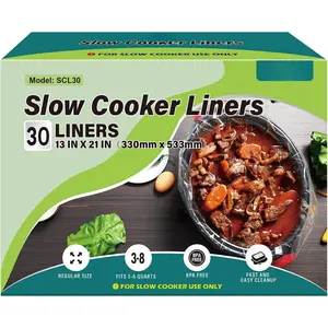 Slow Cooker Liners, 30 Count Cooking Bags Large Size Disposable Pot Liners Plastic Bags, Fit 3QT to 8QT for Slow Cooker Cooking Trays, 13"x 21", 30 Liners