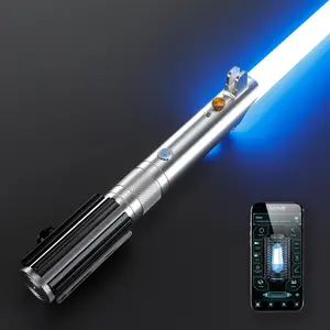 Anakin Neopixel Lightsaber Smooth Swing Alloy Metal Handle Hilt Real Heavy Dueling Rechargeable Cyberpunk LED Light Sword Toy halloween dress cosplay Dual Tech Options,  Christmas Gift, Toys for Grown ups Rainbow Blade