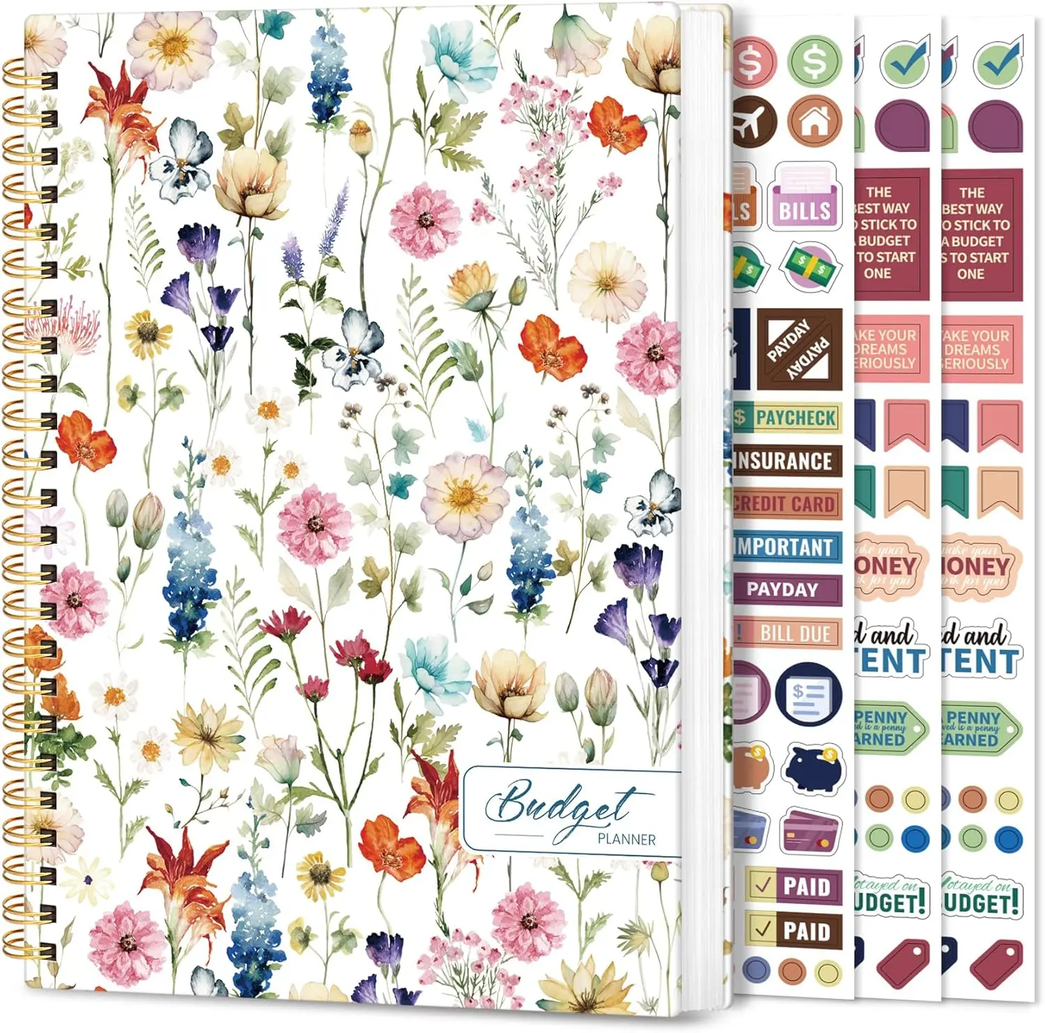 Aesthetic Budget Planner - Monthly Finance Planner with Expense Tracker, Undated Bill Organizer, Budget Notebook to Manage Your Finances, Account Budget Book - Wildflowers