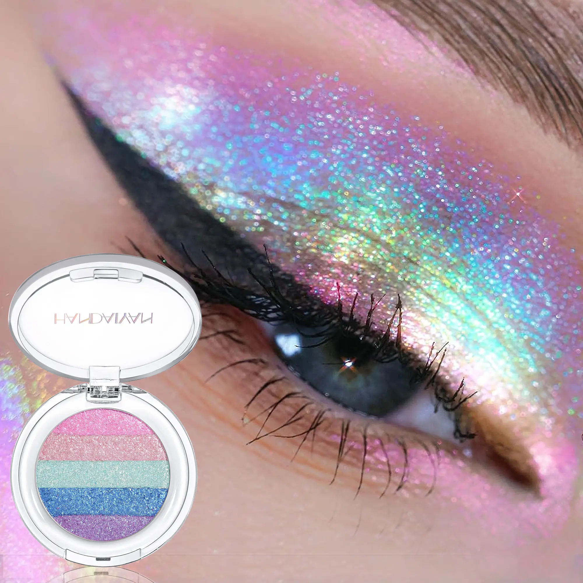 Chameleon Eyeshadow Palette, Five Colors Pearl Glitter, Long-Lasting Metallic Shine, Festival Eye Makeup, Highlighter for Eyes & Cheeks, Glitter Shimmer Eyeshadow, Sparkly Shimmer Eyeshadow, Cosmetic Palette