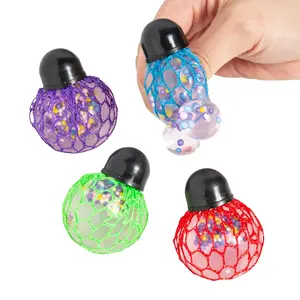 1 3/4" Mini Mesh-Covered Bright Bead Stress Ball Toys - 24 Pc.