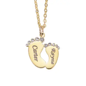 Personalized Baby Foot Necklace with Name