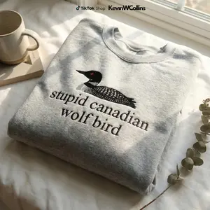Embroidered Stupid Canadian Wolf Bird Sweatshirt, Hockey Romance Crewneck, LGBT Hockey Fan Gift, Movie Shirt, Team Hollanov