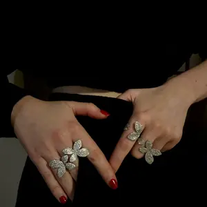 Double flower Orchid ring Anniversary Wedding