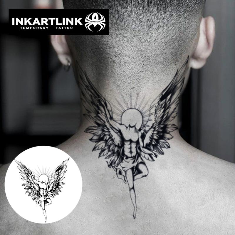 INKARTLINK Tattoo Tech,2 Sheets Extra-Large Semi Permanent Tattoo,Adult Art Design Temporary Tattoos, Last 1-2 Weeks, Waterproof, Realistic look, No Adhesive, No reflection (Angel Design)